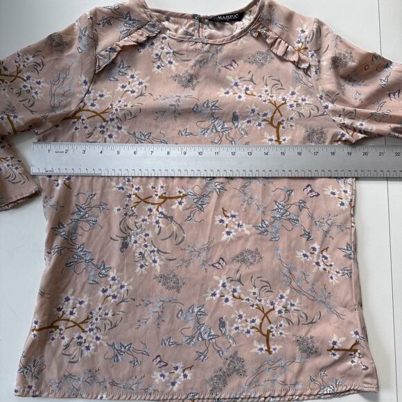 Harpa Peach Pink Floral Bell Sleeve‎ Blouse Boho Romantic Top Size Medium - Picture 11 of 12